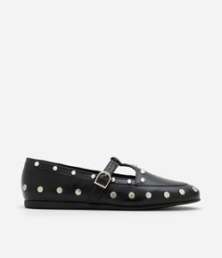 Sapato Estilo Salomé em PU com Aplicação de Tachas