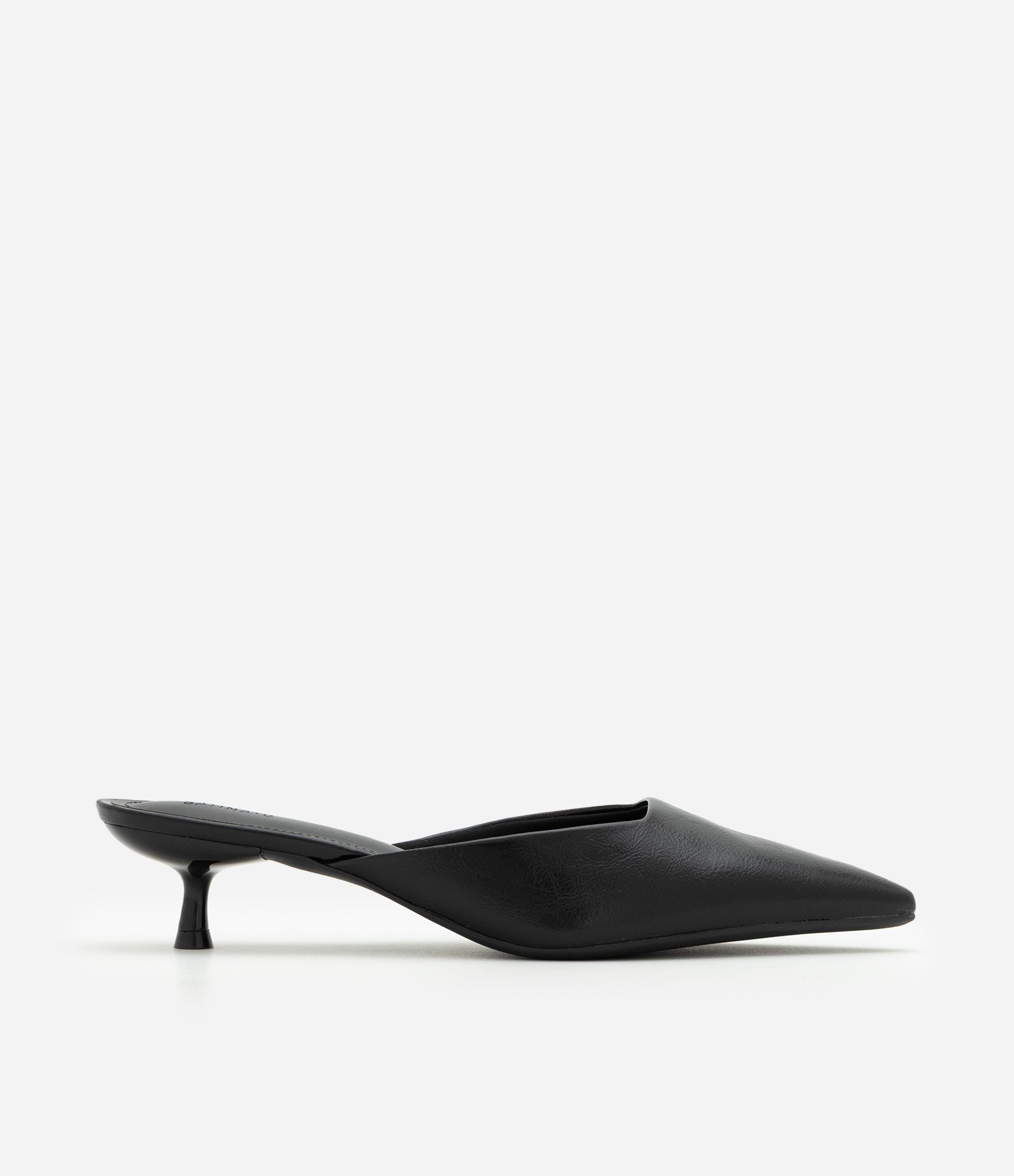 Sapato Mule em PU com Salto Kitten Heel Preto 1