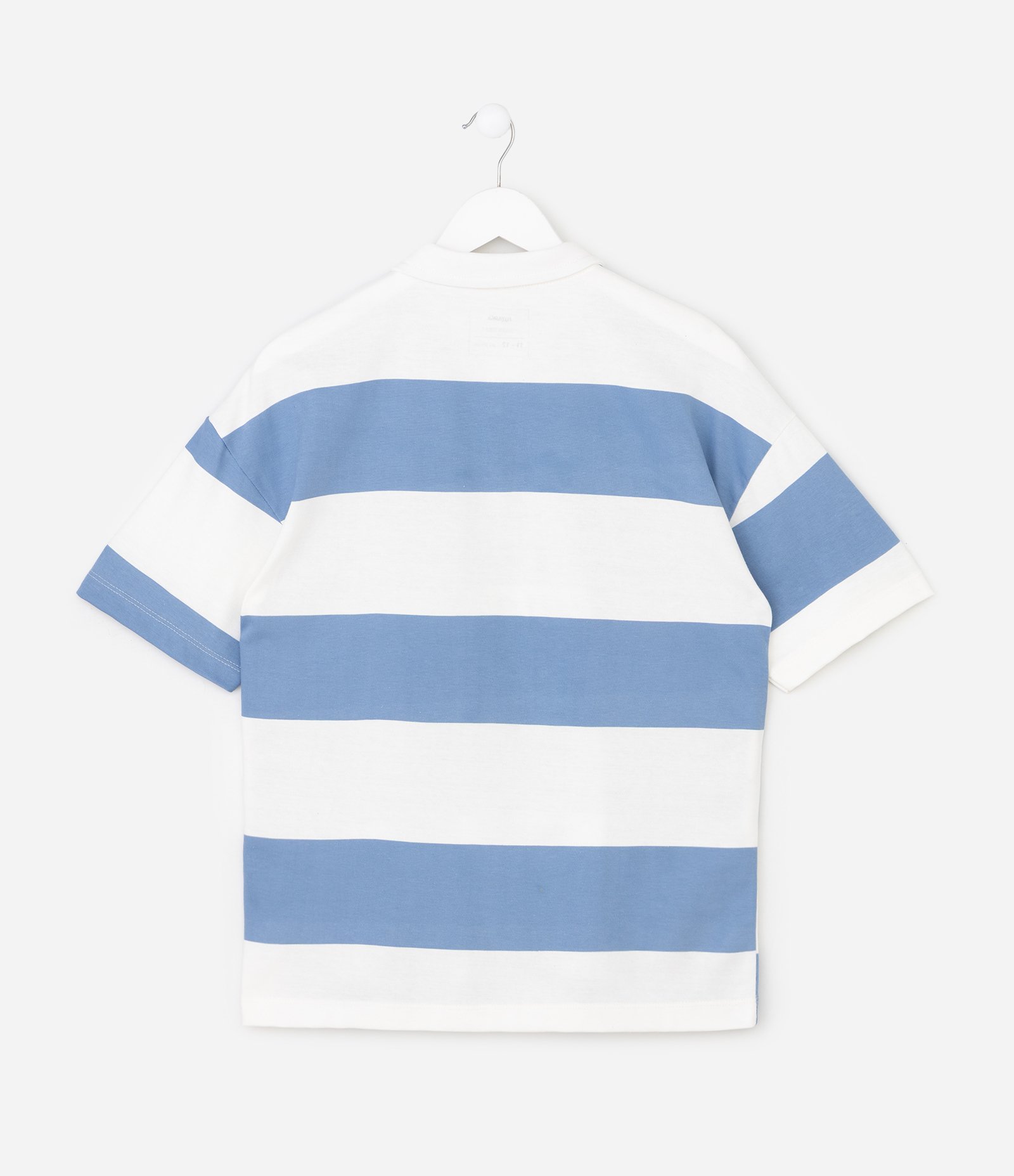 Camiseta Infantil Polo em Algodão com Estampa Listrada – Tam 5 a 14 Anos Azul/Branco 2