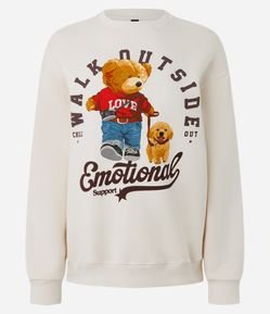 Casaco Moletom com Estampa de Urso