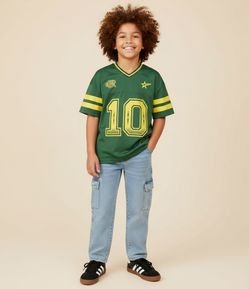 Camiseta Esportiva Infantil com Tecnologia Dry Estampa Brasil – Tam 5 a 14 Anos