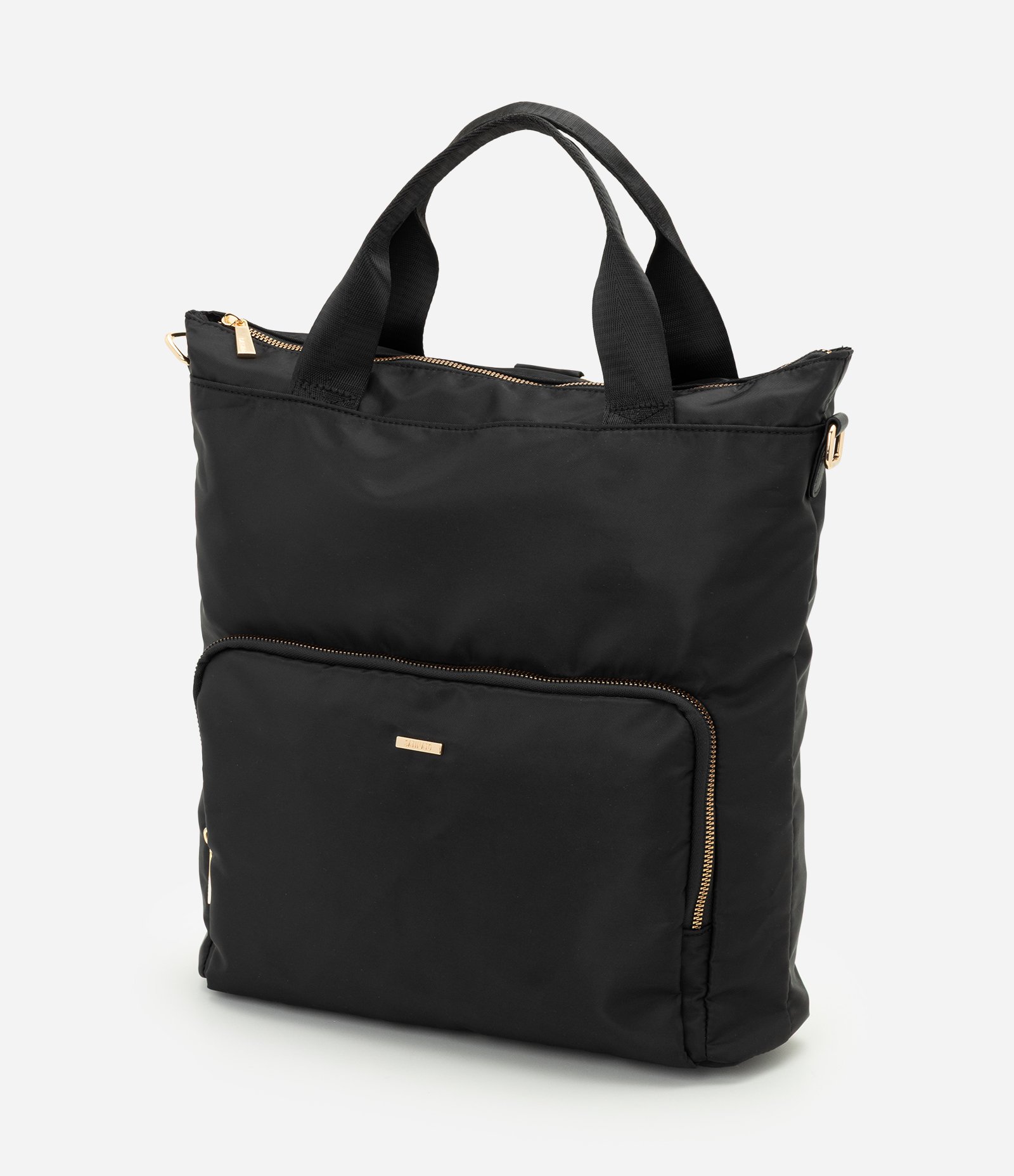 Mochila Retangular com Alça Transversal Removível Preto 1