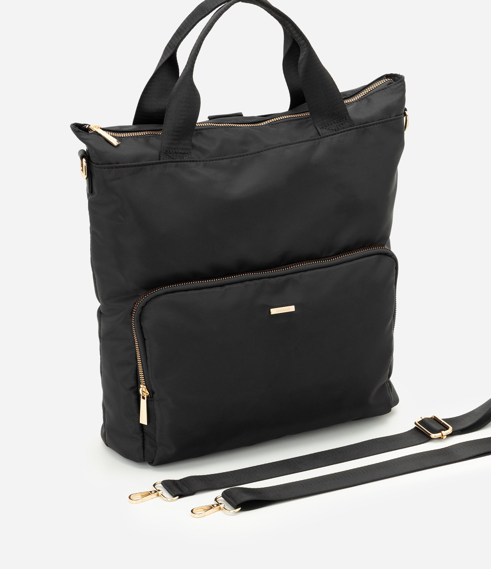 Mochila Retangular com Alça Transversal Removível Preto 7