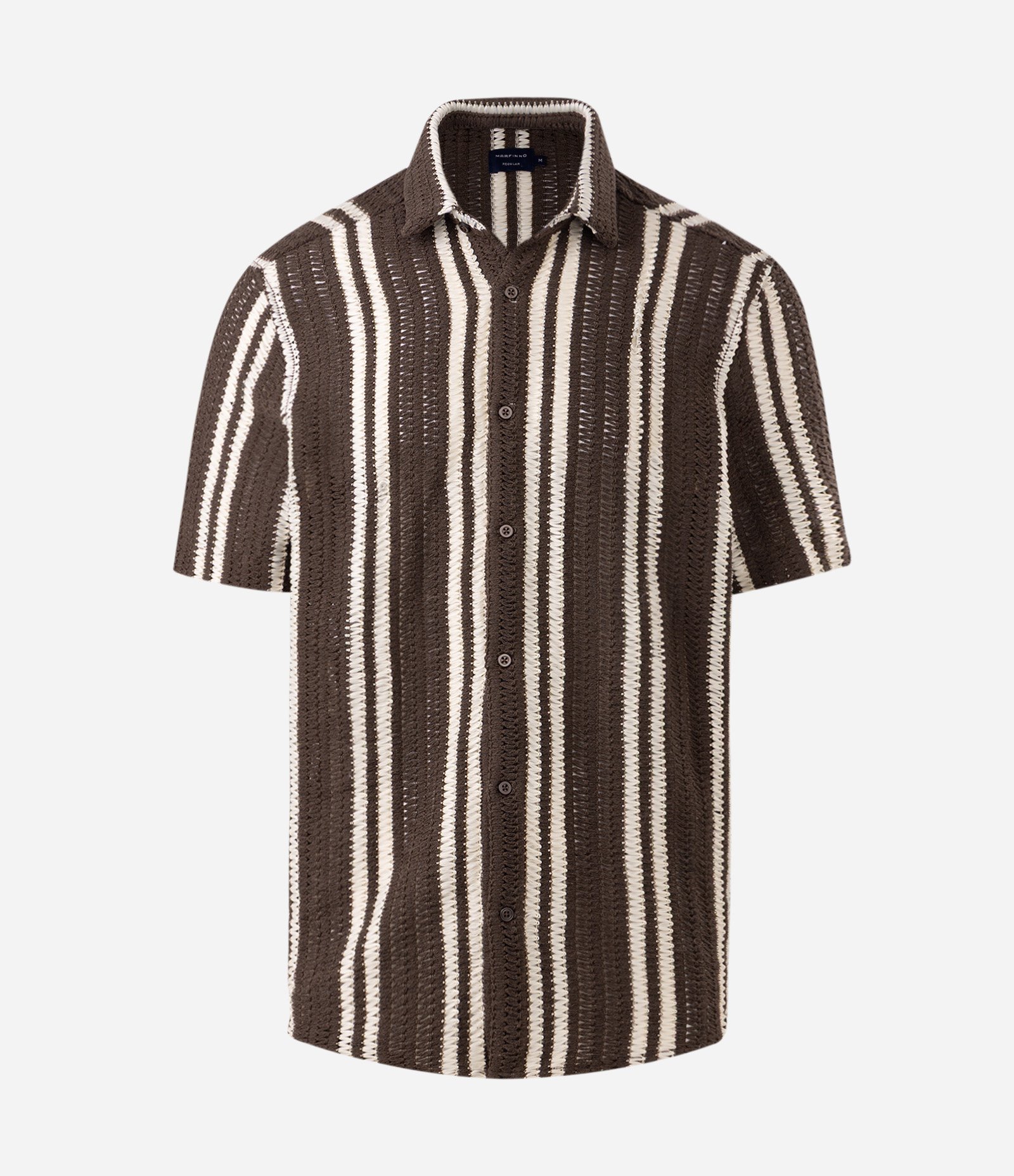 Camisa em Tricô com Estampa de Listras e Texturizadas Marrom 1