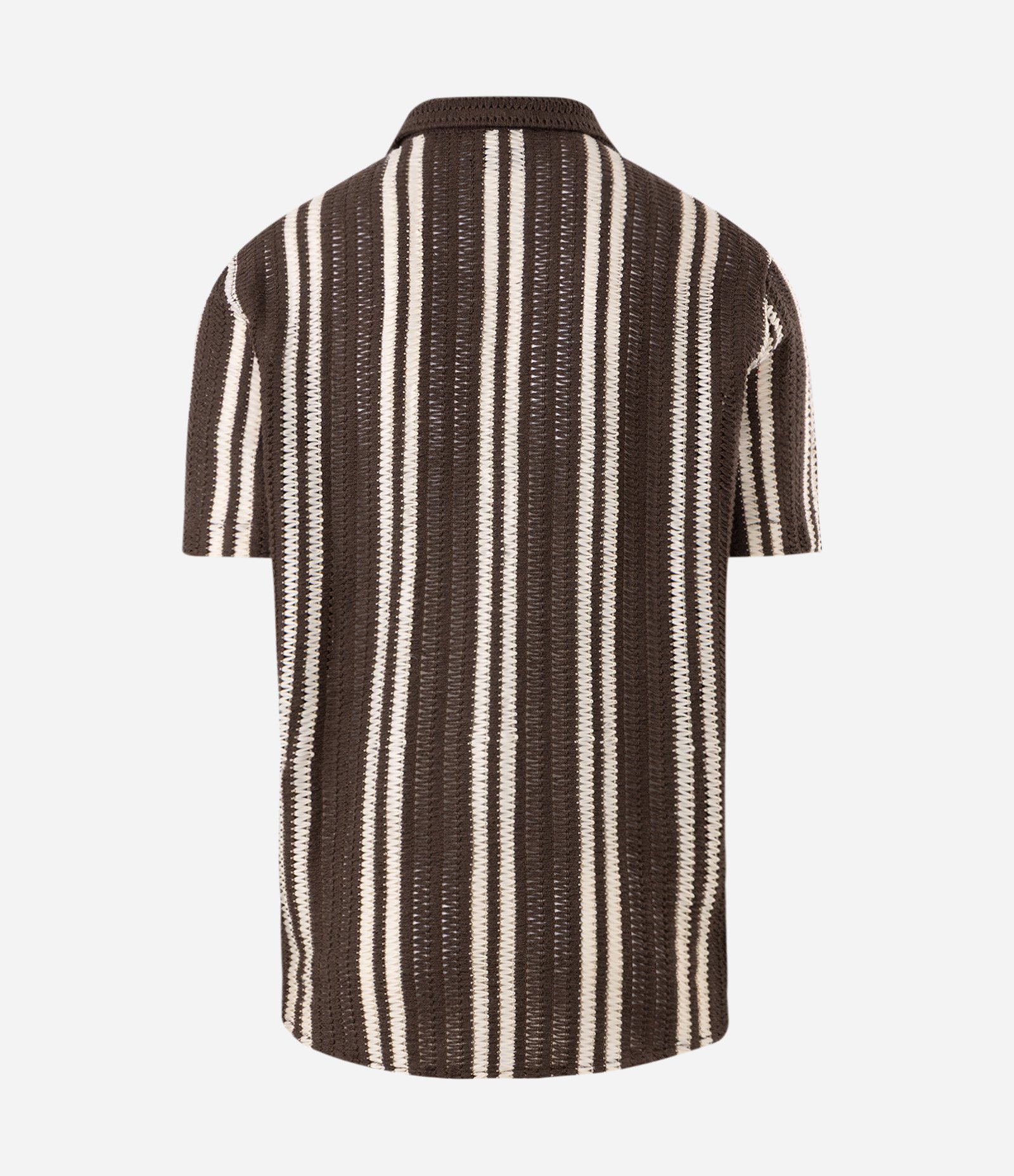 Camisa em Tricô com Estampa de Listras e Texturizadas Marrom 2