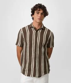 Camisa em Tricô com Estampa de Listras e Texturizadas