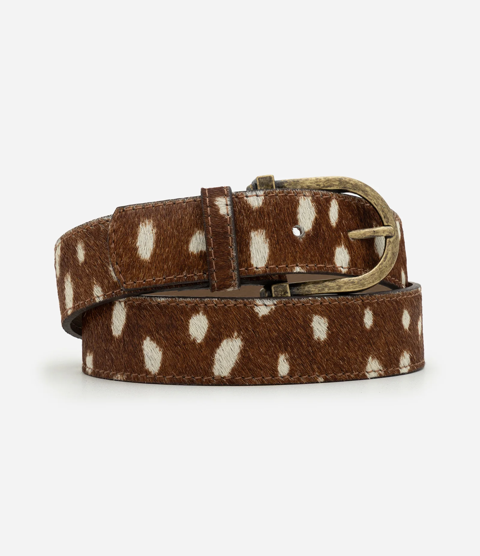 Cinto Médio em Couro com Estampa Animal Print Marrom 1