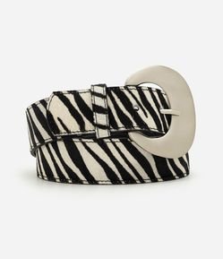 Cinto Médio em Couro com Estampa Zebra