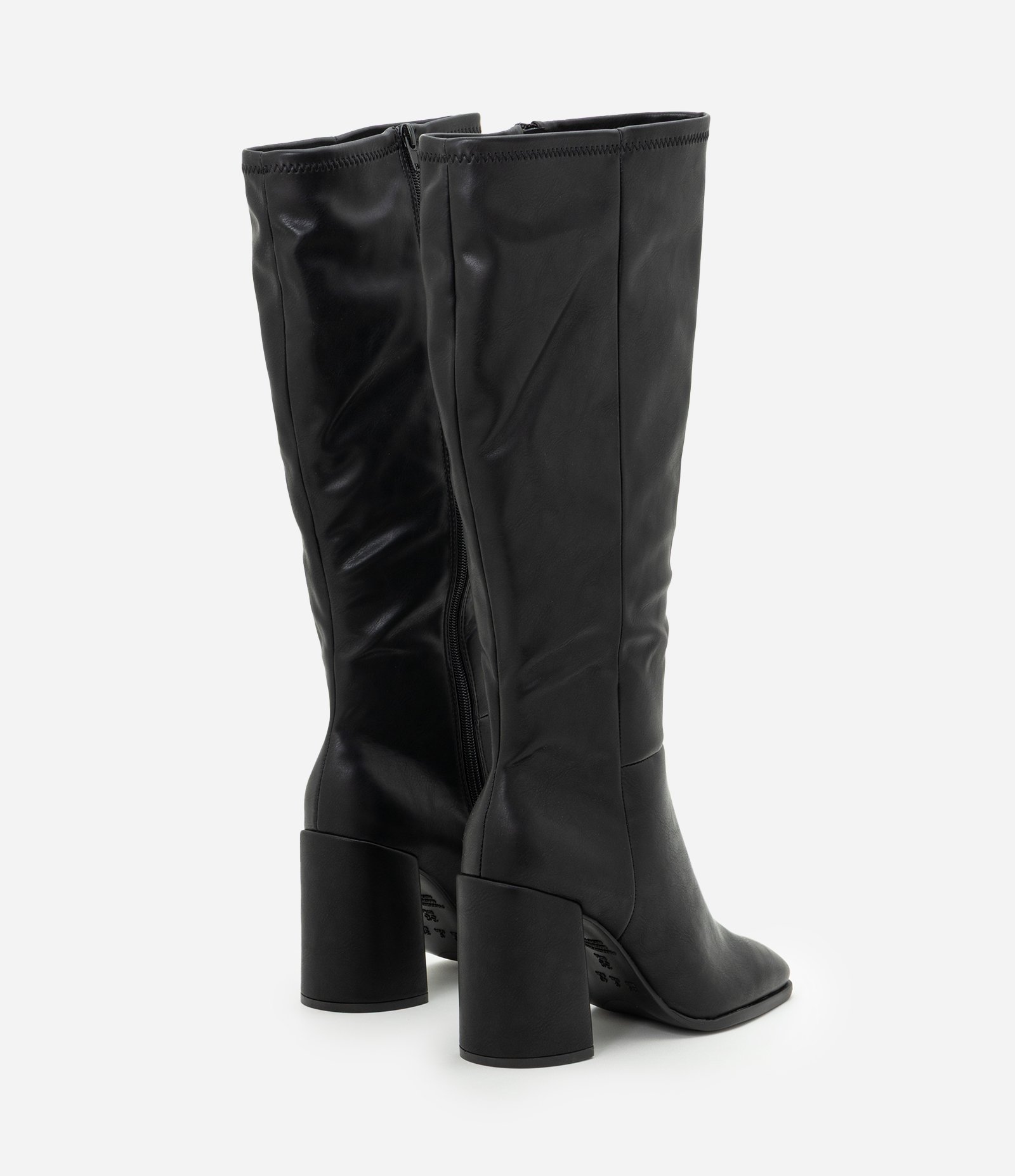 Bota Sock Boot em PU com Bico Quadrado e Salto Bloco Preto 3