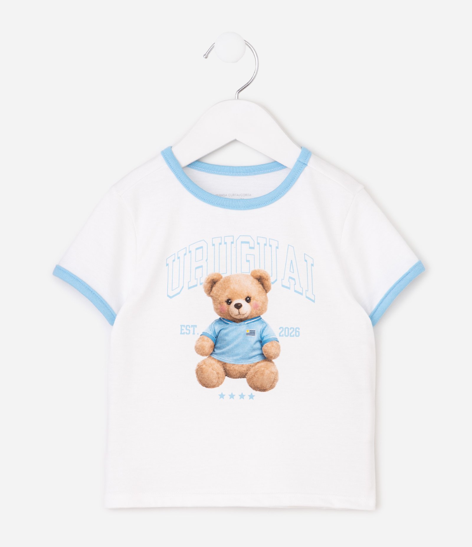 Camiseta Infantil Urso Uruguai - Tam 1 a 6 Anos Branco 1