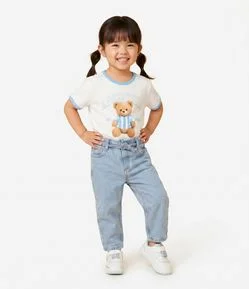 Camiseta Slim Algodão Estampa de Urso Argentina Infantil - Tam 1 a 6 Anos