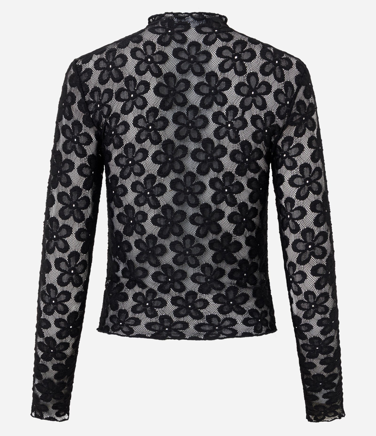Blusa em Renda Floral com Golinha Alta Preto 7
