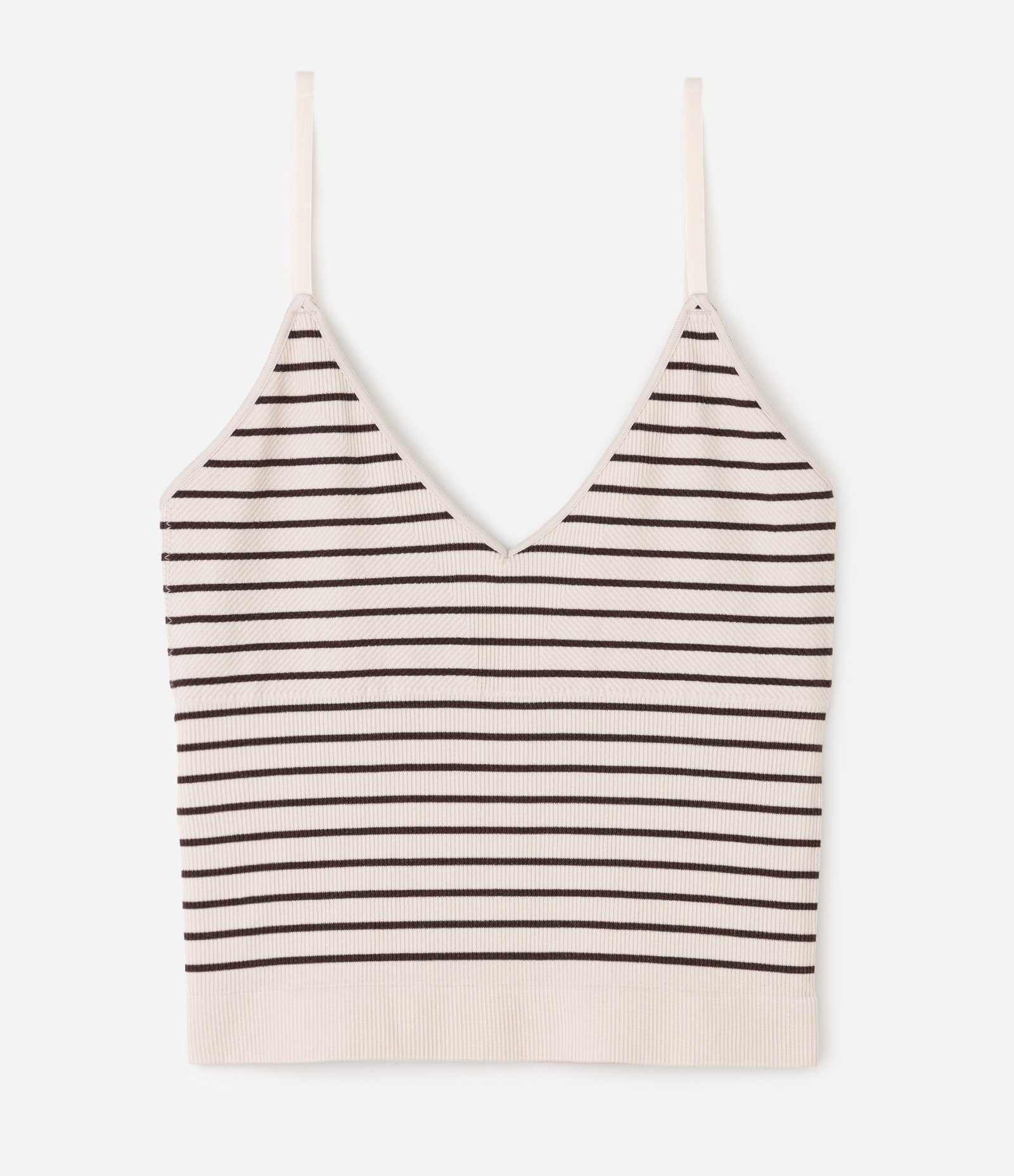 Camisete em Poliamida Seamless com Estampa Listrada Bege 5