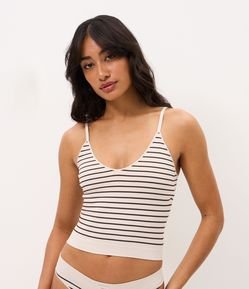 Camisete em Poliamida Seamless com Estampa Listrada