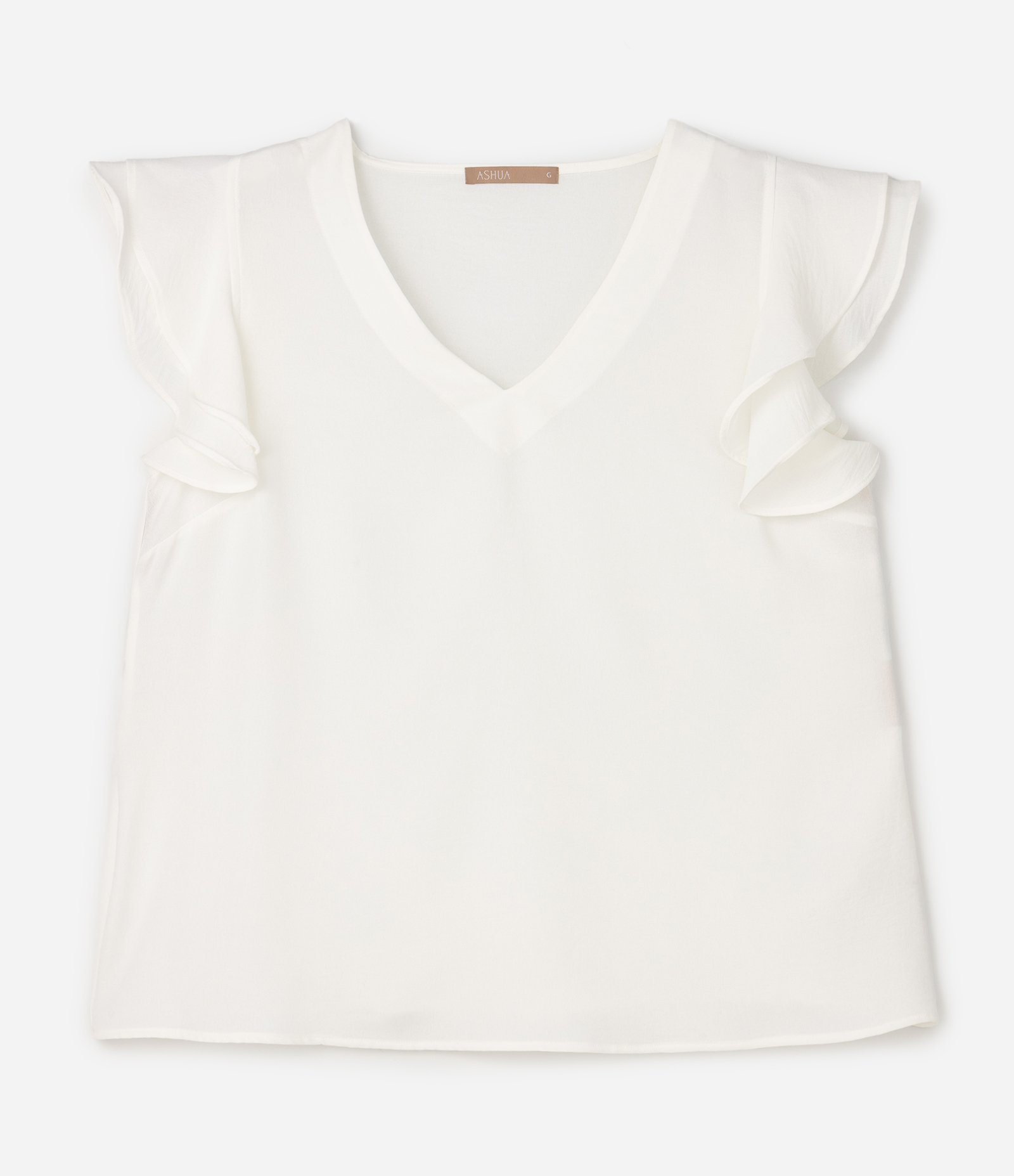 Blusa em Crepe com Babado na Manga Curve & Plus Size Branco 5