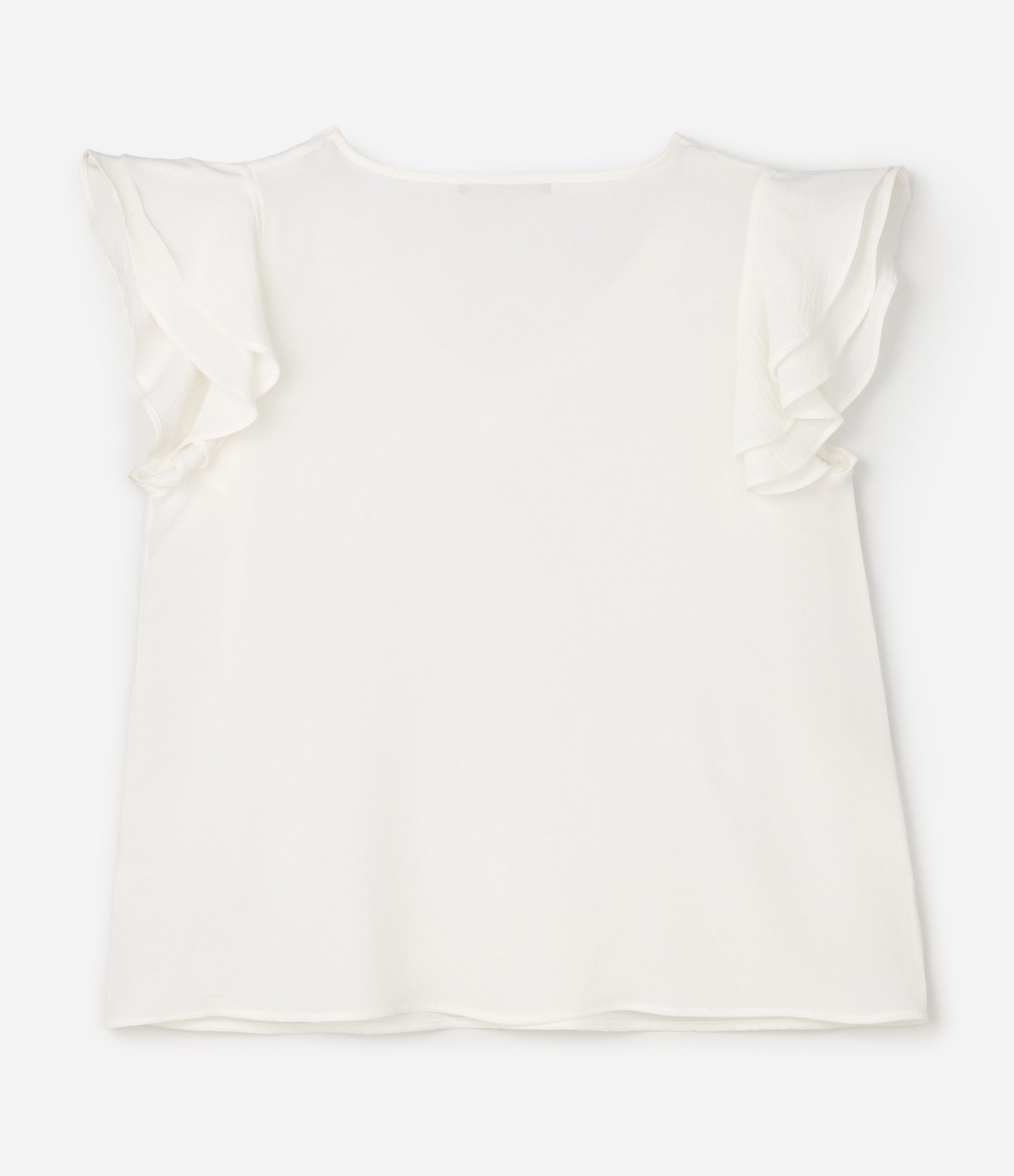 Blusa em Crepe com Babado na Manga Curve & Plus Size Branco 6