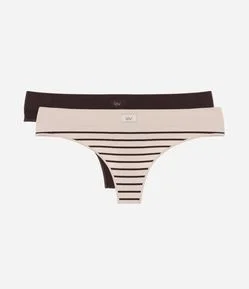 Kit 02 Calcinhas Biquíni Fio em Poliamida Seamless