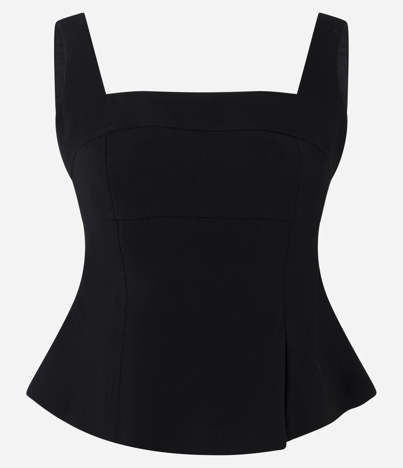 Blusa Alfaiatada com Alça Larga e Decote Quadrado Preto