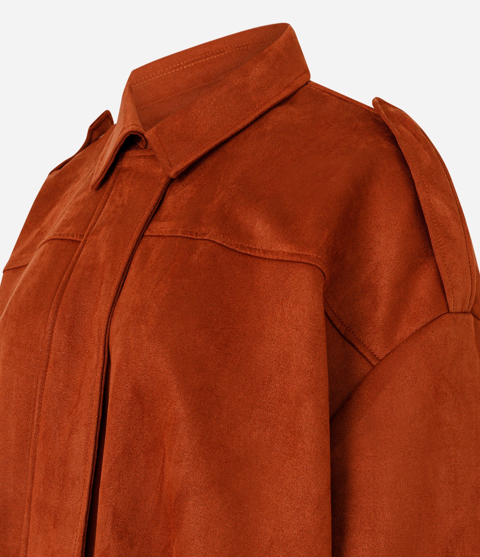 Jaqueta Bomber Suede Com Gola Clássica Laranja 6