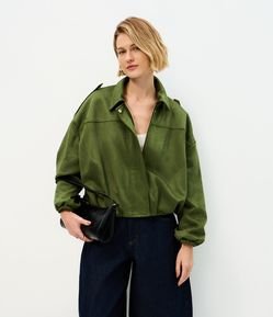 Jaqueta Bomber Suede Com Gola Clássica