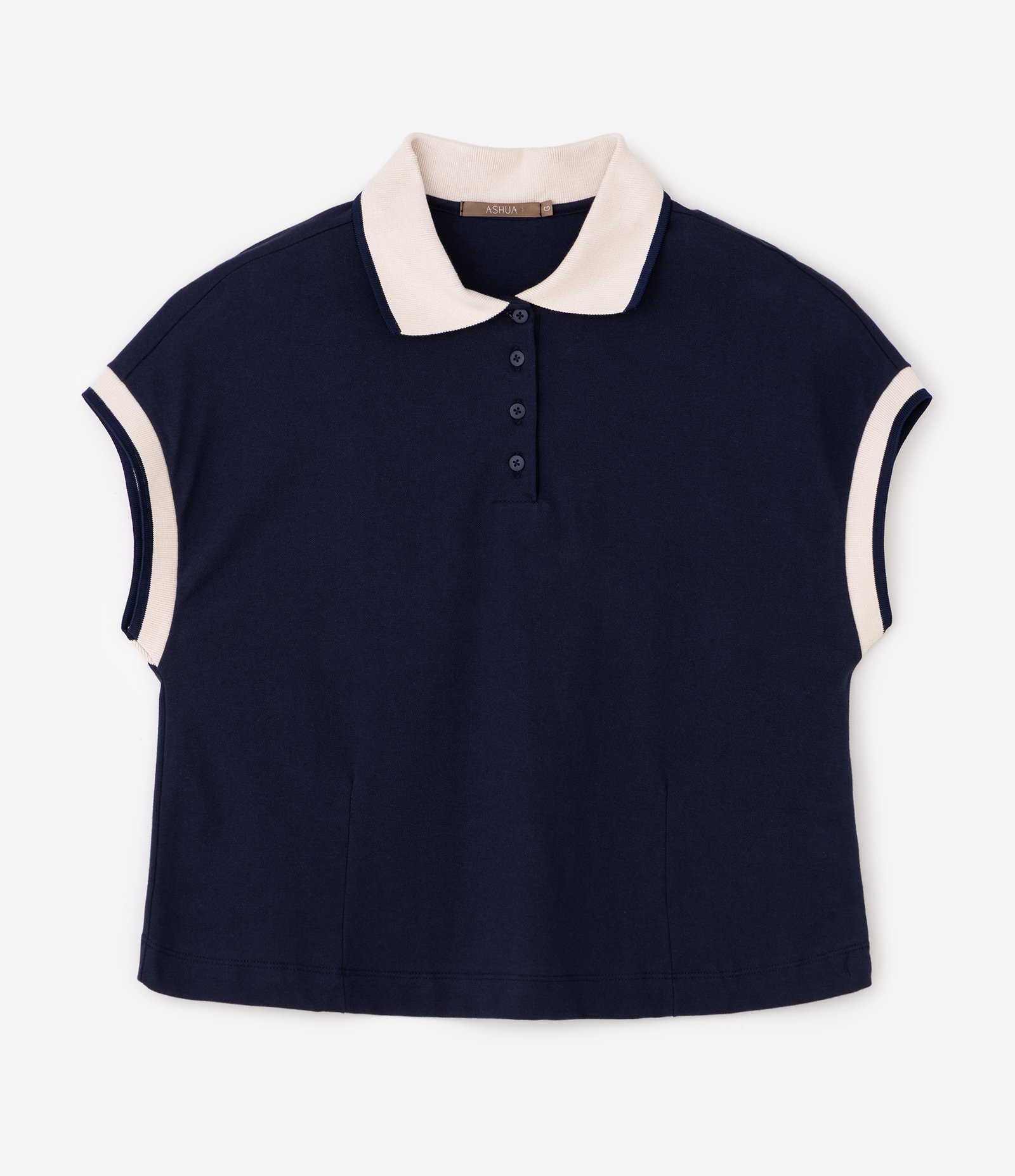 Blusa Boxy em Malha Piquet com Gola Polo Curve & Plus Size Azul 4