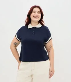 Blusa Boxy em Malha Piquet com Gola Polo Curve & Plus Size