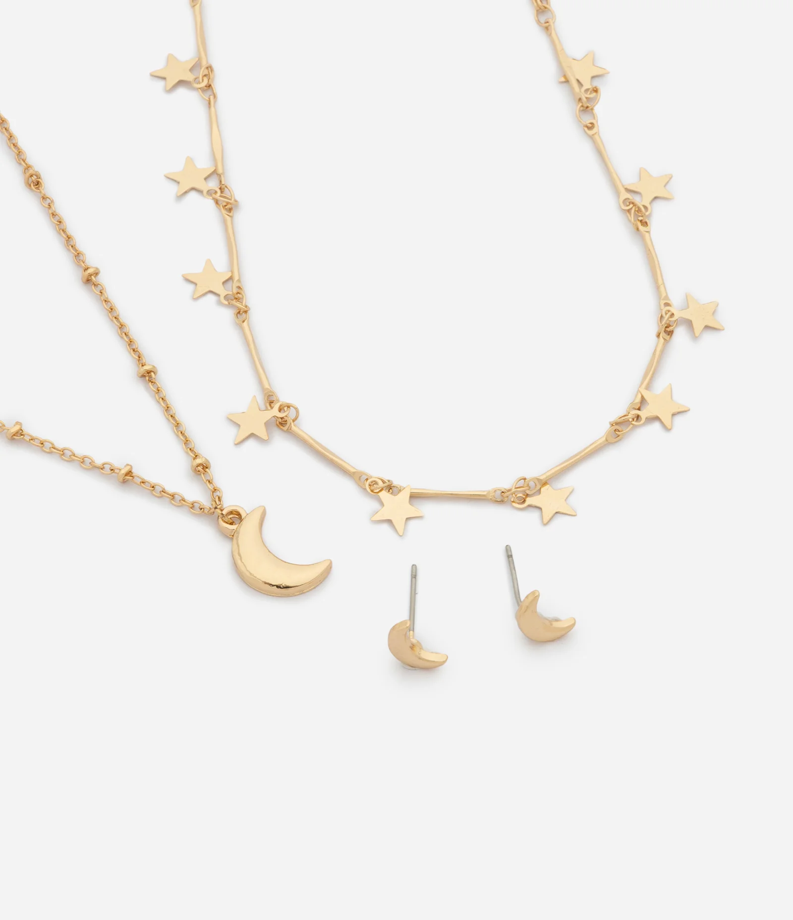 Conjunto Infantil de Colar Brinco e Pulseira Estrelas – Tam U Dourado 1