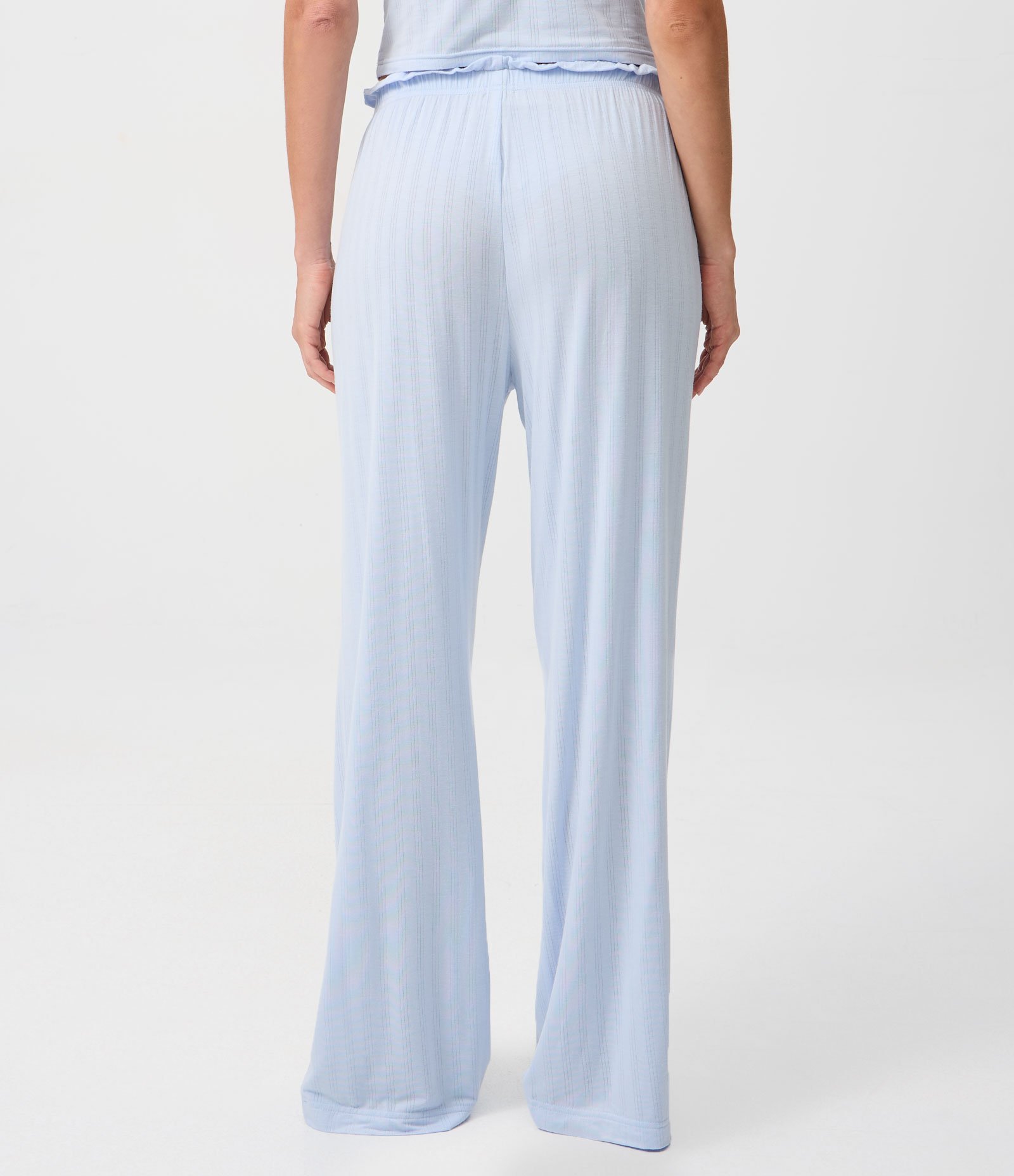 Calça de Pijama em Ribana com Fru Fru no Cós Azul 4