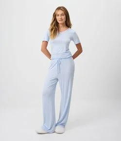 Calça de Pijama em Ribana com Fru Fru no Cós