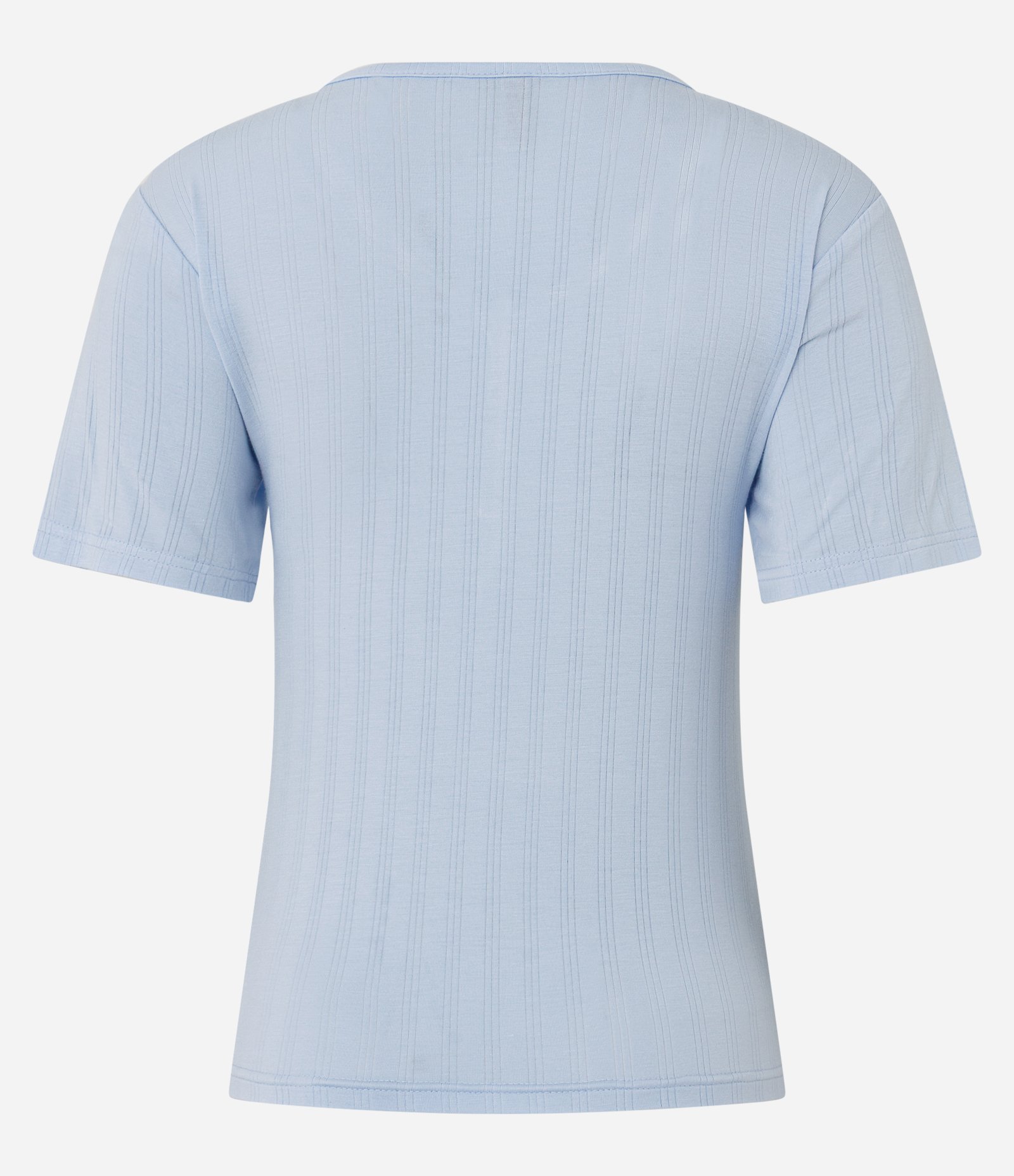 Blusa de Pijama em Ribana com Decote V e Botões Azul 7