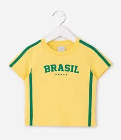 Camiseta Infantil Manga Curta Brasil - Tam 1 a 6 Anos