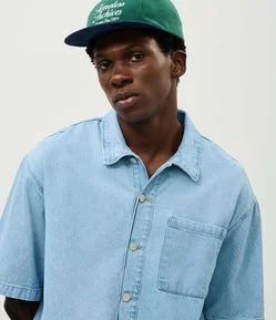 Camisa Jeans Manga Curta Boxy