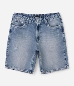 Bermuda Jeans Reta com Puídos