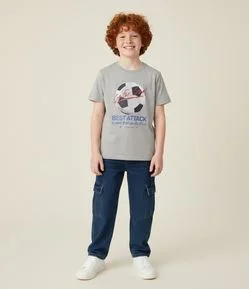 Camiseta Infantil Esportiva com Estampa Football Best Attack – Tam 5 a 14 Anos