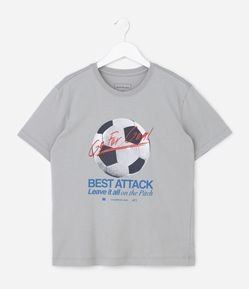 Camiseta Infantil Esportiva com Estampa Football Best Attack – Tam 5 a 14 Anos