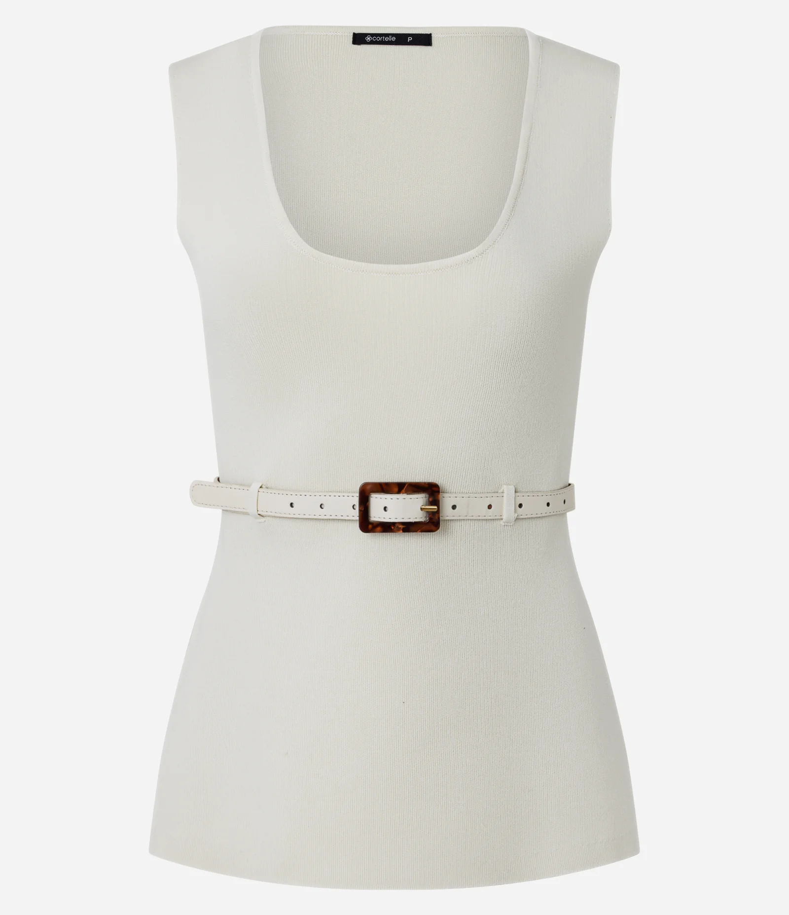 Blusa Alongada em Tricô com Cinto Fino Branco 5