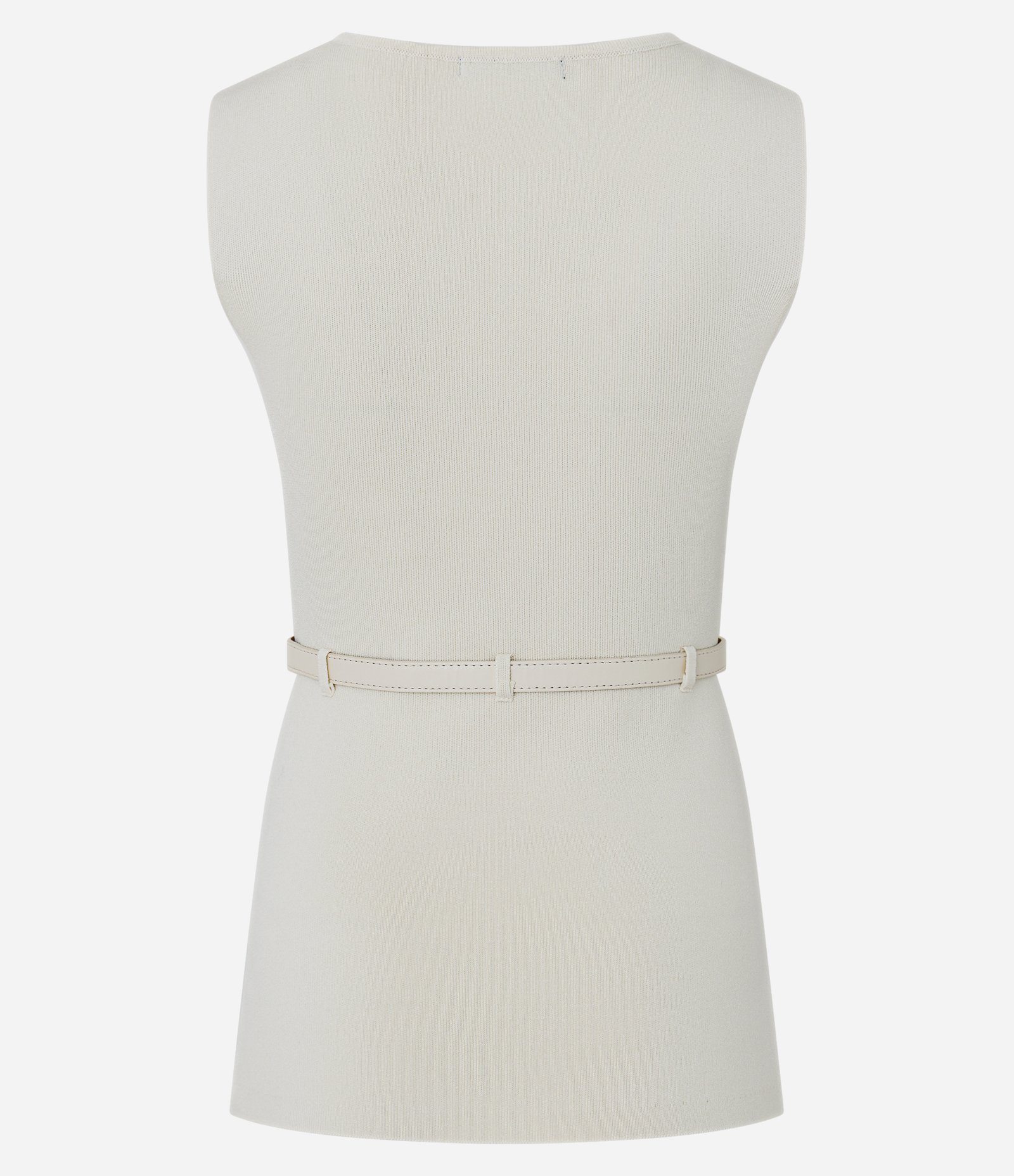 Blusa Alongada em Tricô com Cinto Fino Branco 7