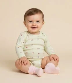 Body Bebê com Estampa Ícones Jardim Encantado – Tam RN a 18 Meses