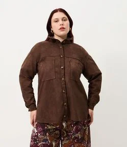 Jaqueta Leve Suede Com Botões Curve & Plus Size