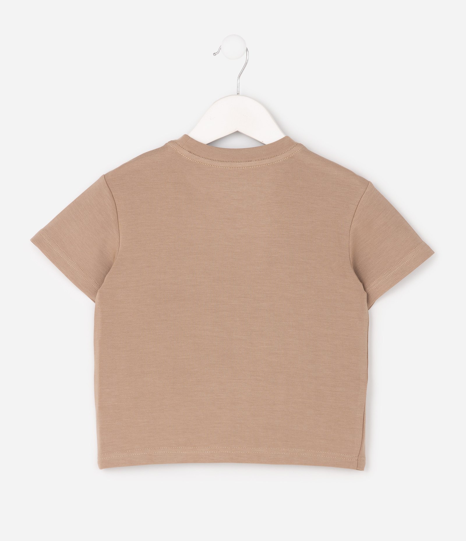 Camiseta Infantil Comfort com Tecnologia Dry e Lettering – Tam 5 a 14 Anos Bege 2