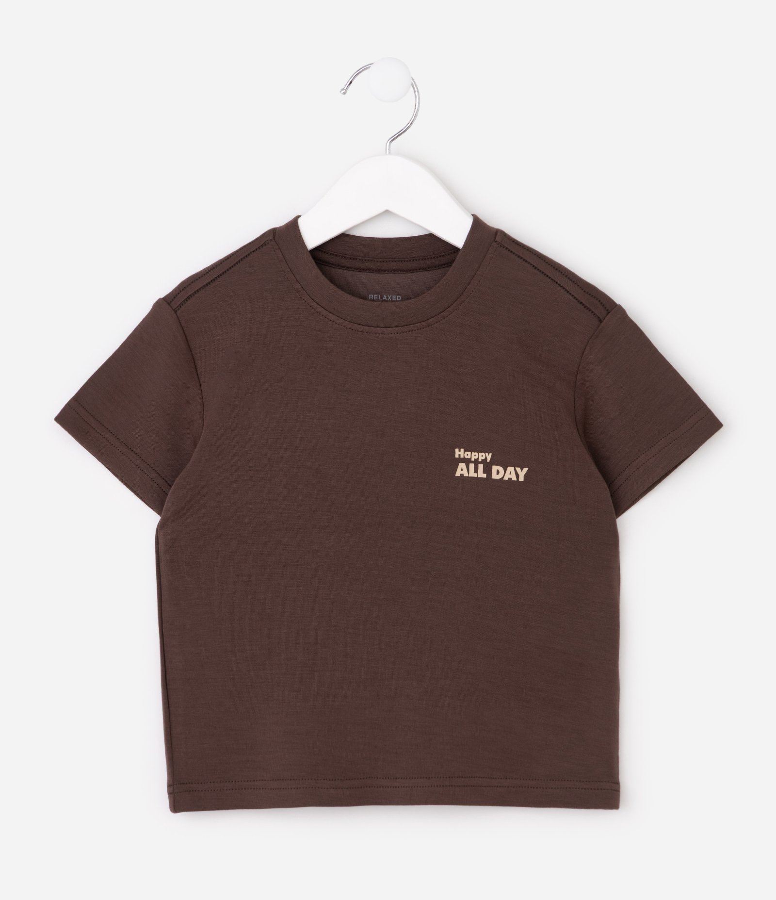 Camiseta Infantil Comfort com Tecnologia Dry e Lettering – Tam 5 a 14 Anos Marrom 1