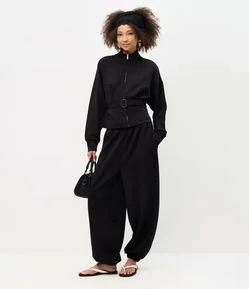 Calça Balloon em Modal com Amarração na Cintura e Bolsos