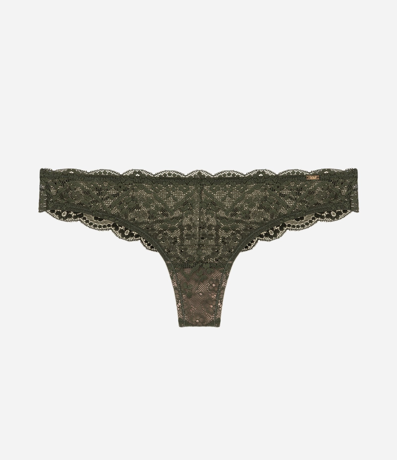 Calcinha Biquíni Fio em Renda Floral Verde 4