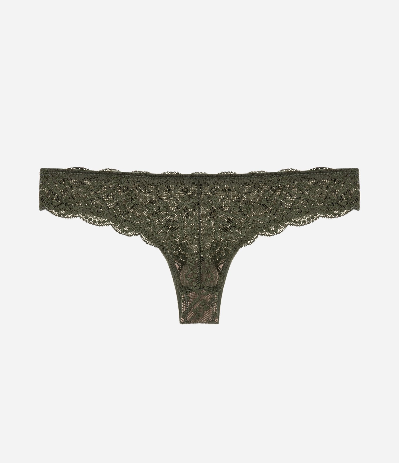 Calcinha Biquíni Fio em Renda Floral Verde 5