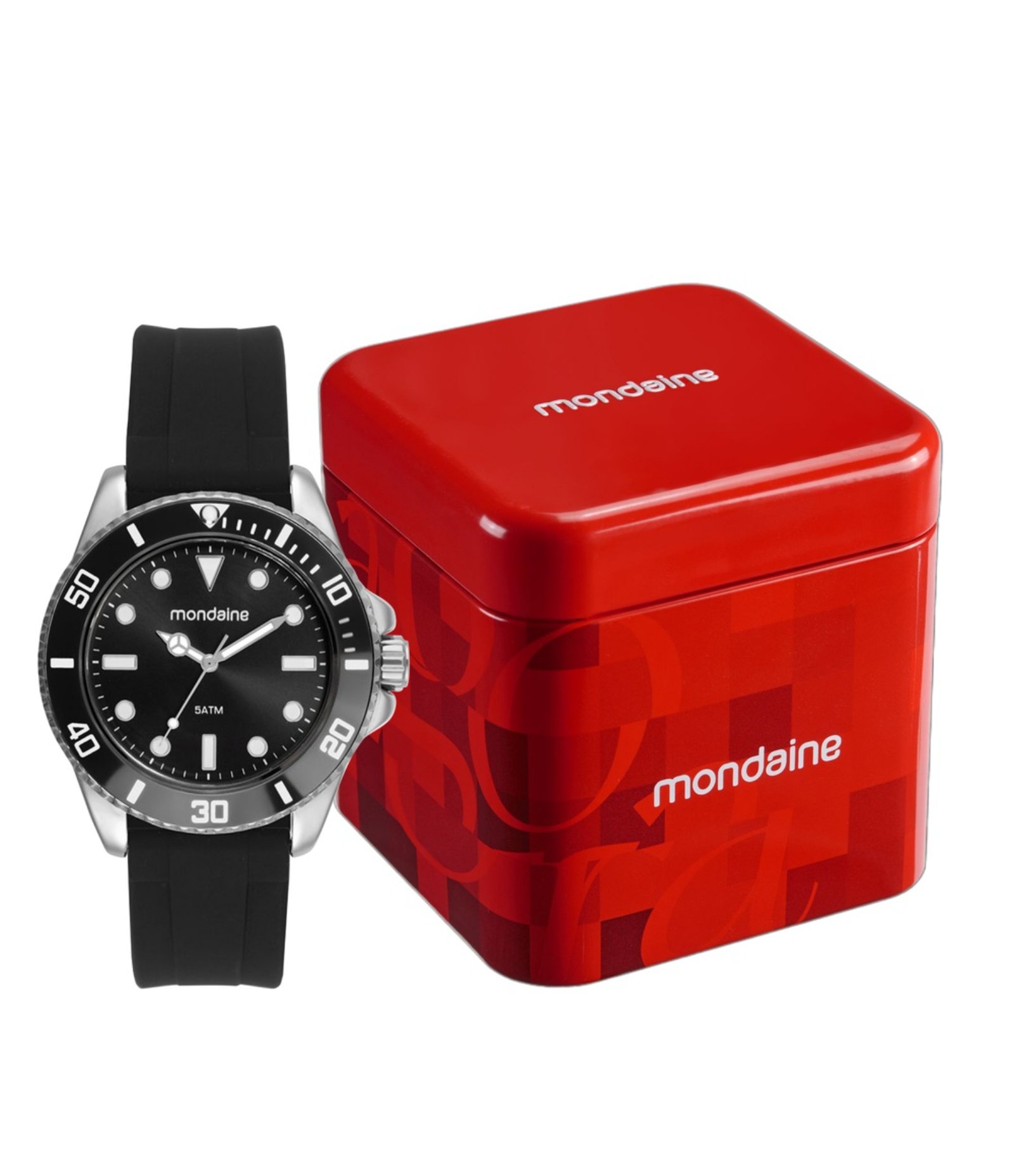 Relógio Analógico Com Calendário Mondaine em Silicone 32902G0MVNI1 Preto 3