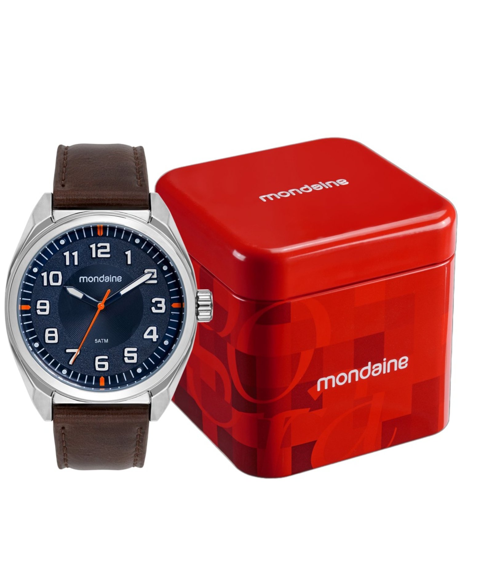 Relógio Analógico Mondaine em Couro Sintético 99809G0MVNH1 Marrom 1