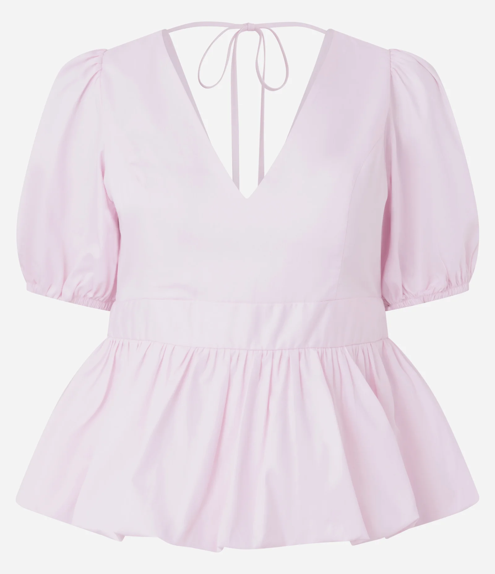 Blusa Balonê em Algodão com Barra Peplum Rodada Rosa 1