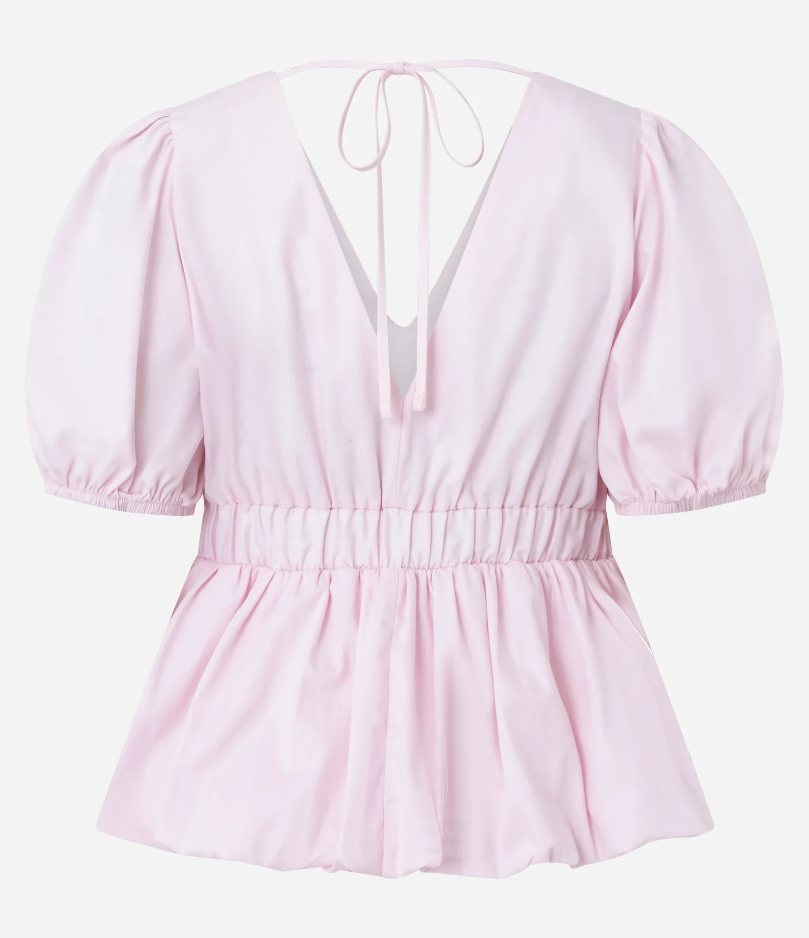 Blusa Balonê em Algodão com Barra Peplum Rodada Rosa 2