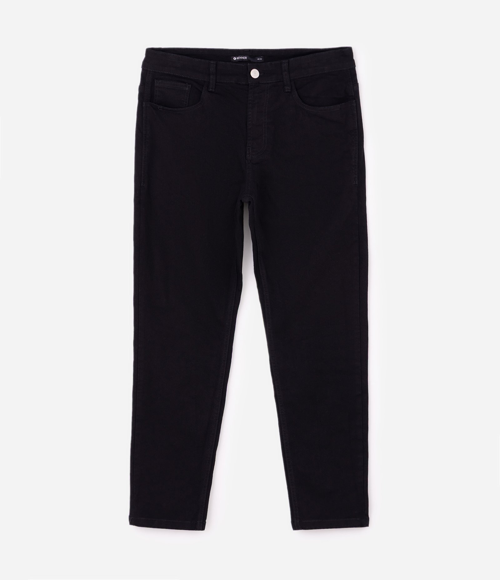 Calça Slim Cropped em Sarja Preto 1