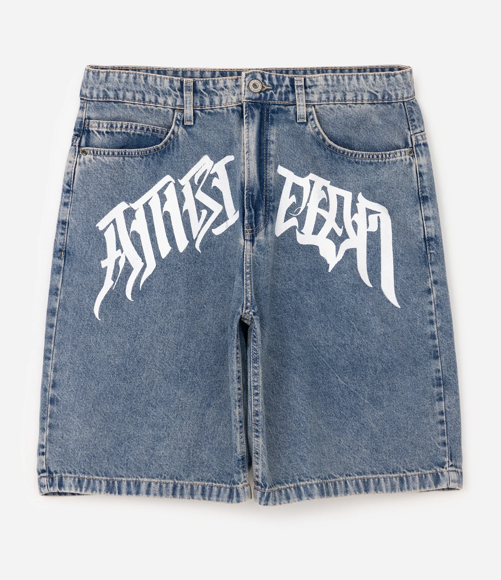 Bermuda Jeans Baggy com Silk Frontal Azul 1